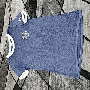 VS PINK 2016 RINGER CREW-NECK BLUE BURN-OUT LOGO TEE-SHIRT PRICE FIRM